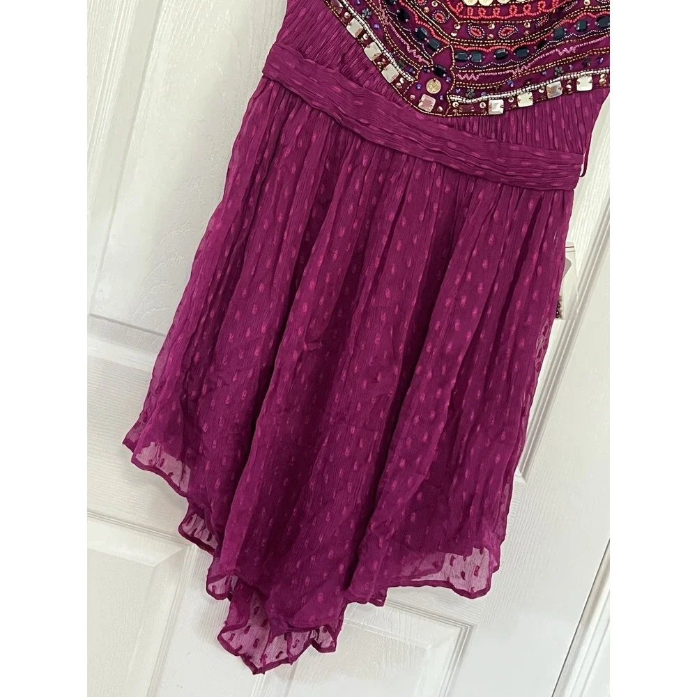 Free People Beaded Coin Dress Boho Fairycore Whimsigoth Festival Babydoll Gypsy - Picture 6 of 16